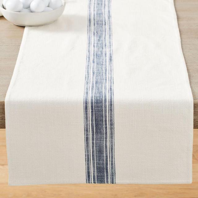 French Striped Organic Cotton Grain Sack Table Runner