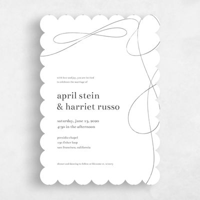 White Scalloped Wedding Invitation - Powell Portrait