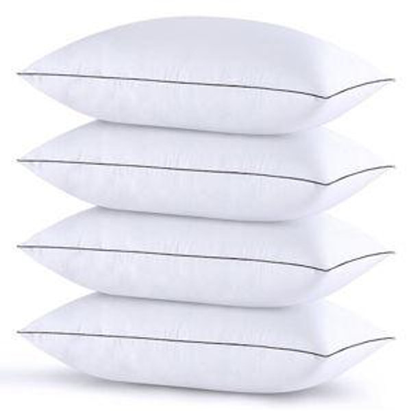 HUXMEYSON King Size Pillows Set of 4, Luxury Hotel Bed Pillows Set with Down Alternative Filling for Side and Back Sleepers