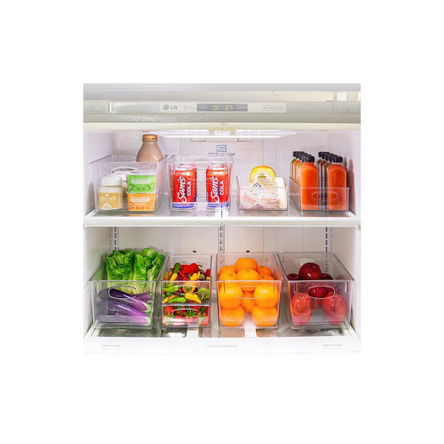Sorbus Large Plastic Storage Bins - for Kitchen Organization, Pantry Organizers and Storage, Fridge Organizer - Clear Storage Bins