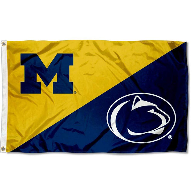 Split Michigan vs Penn State House Divided 3x5 Flag