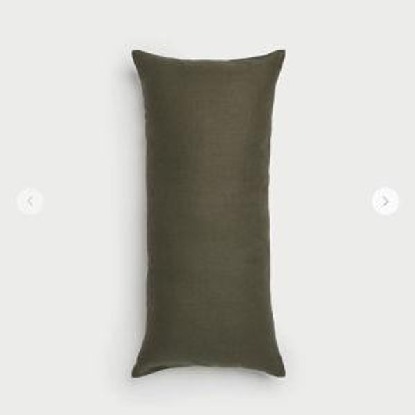 Linen throw pillow - 14x30 in Olive