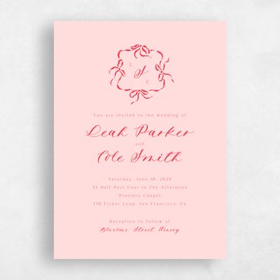 Light Pink Wedding Invitation - Quinn Classic