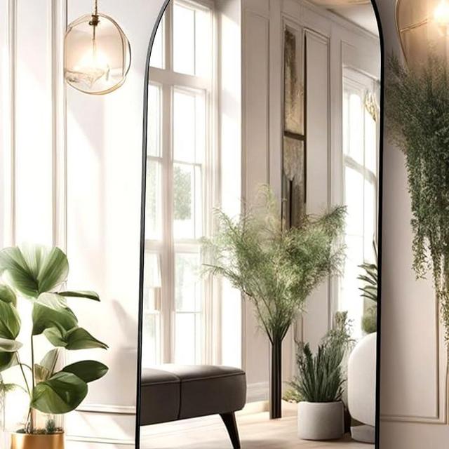 ITSRG Floor Mirror, Full Length Mirror with Stand, Arched Wall Mirror, 26"x68" Mirror Full Length, Black Floor Mirror Freestanding, Wall Mounted Mirror for Bedroom Living Room, Black