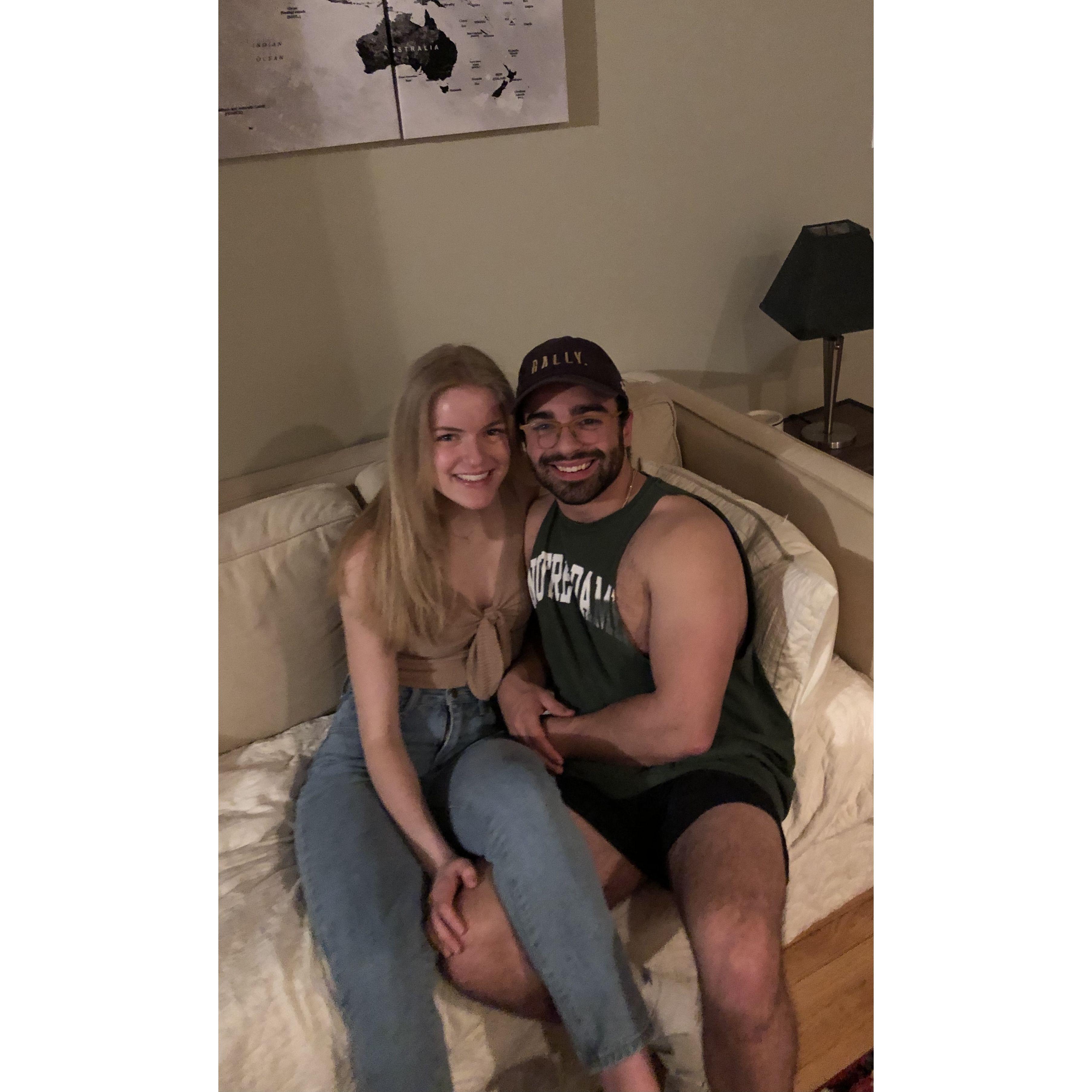 Our first photo together, taken at a house party (Mar. 2021)