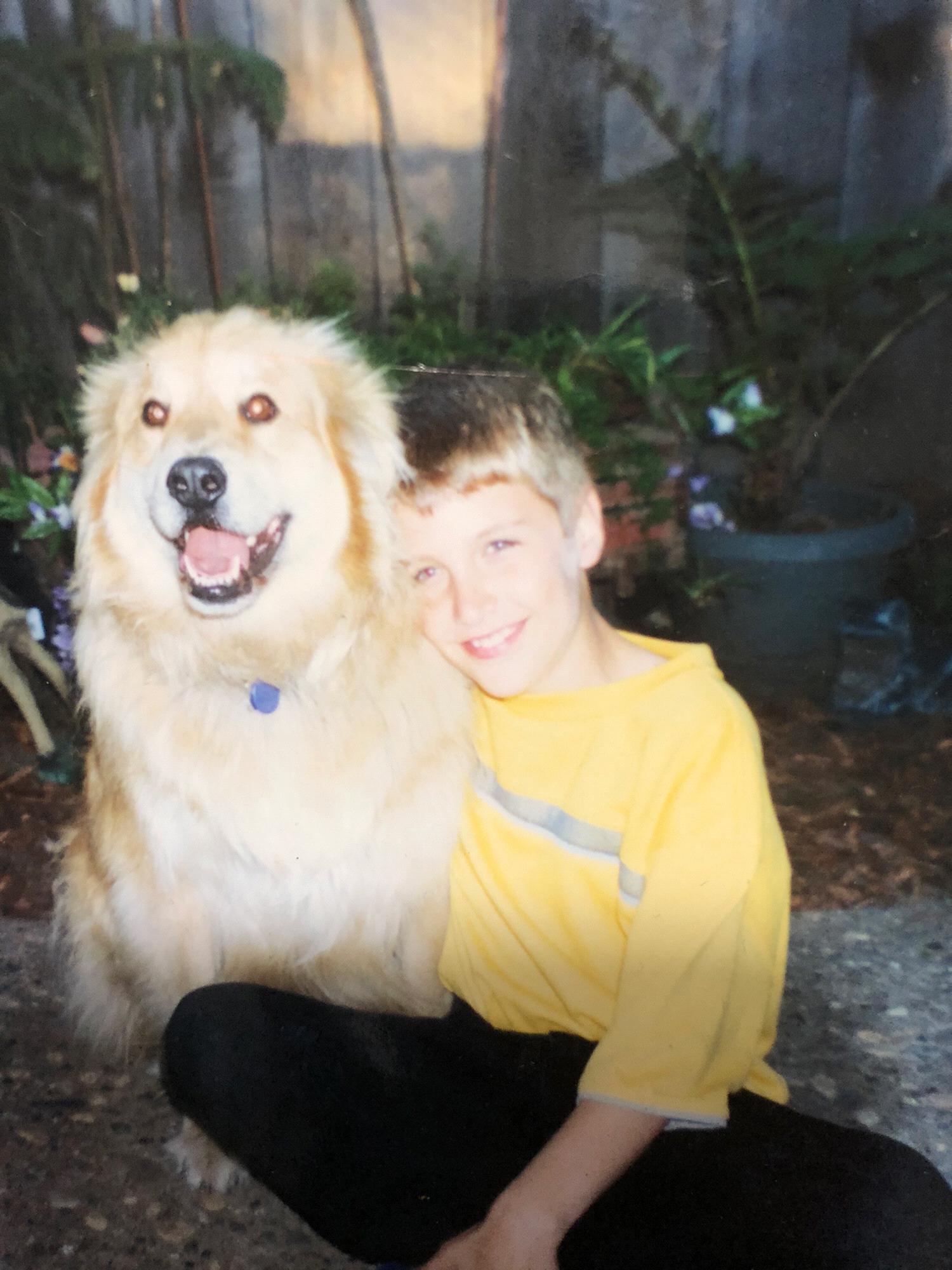 Conner and his childhood dog, Gabe