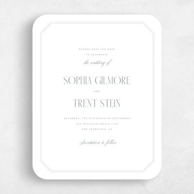White Rounded Wedding Save the Date - Naida Portrait