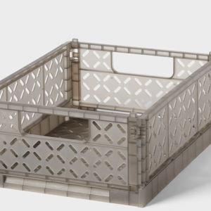 Rectangular Plastic Foldable Medium Crate - Brightroom™- Gray