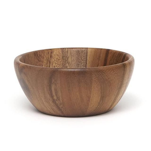 Lipper International Acacia Round Flair Serving Bowl for Fruits or Salads, Small, 6" Diameter x 2.5" Height, Single Bowl