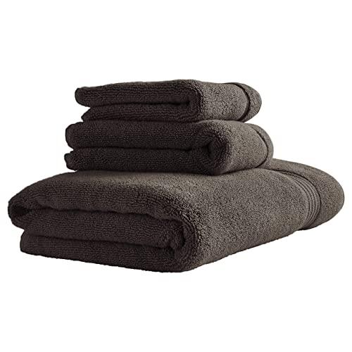 Amazon Brand – Stone & Beam Classic Egyptian Cotton Bathroom Towel Set, Set of 3, Charcoal