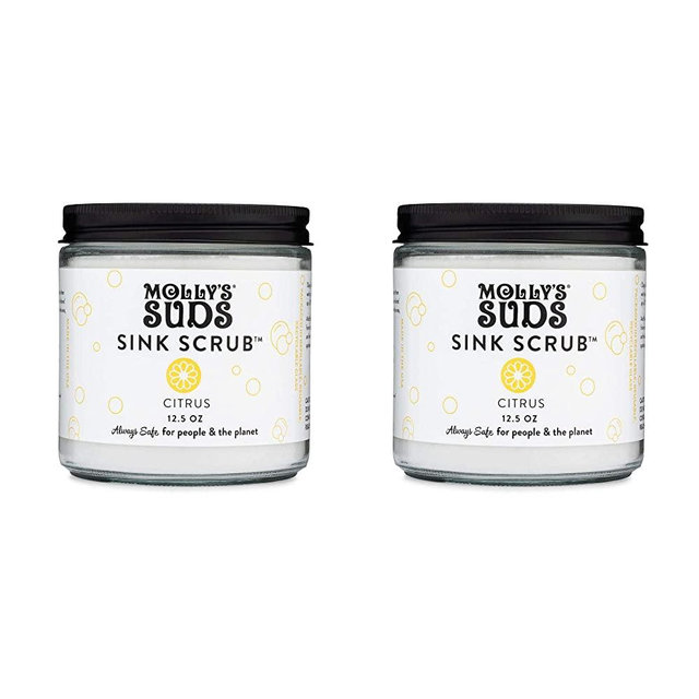 Molly's Suds Sink and All Purpose SCRUB | Gently Removes Stains, Scrubs Away Grease & Gime, Buffs ut Scratches | Earth Derived Ingredients | 2 Pack, Citrus Scent