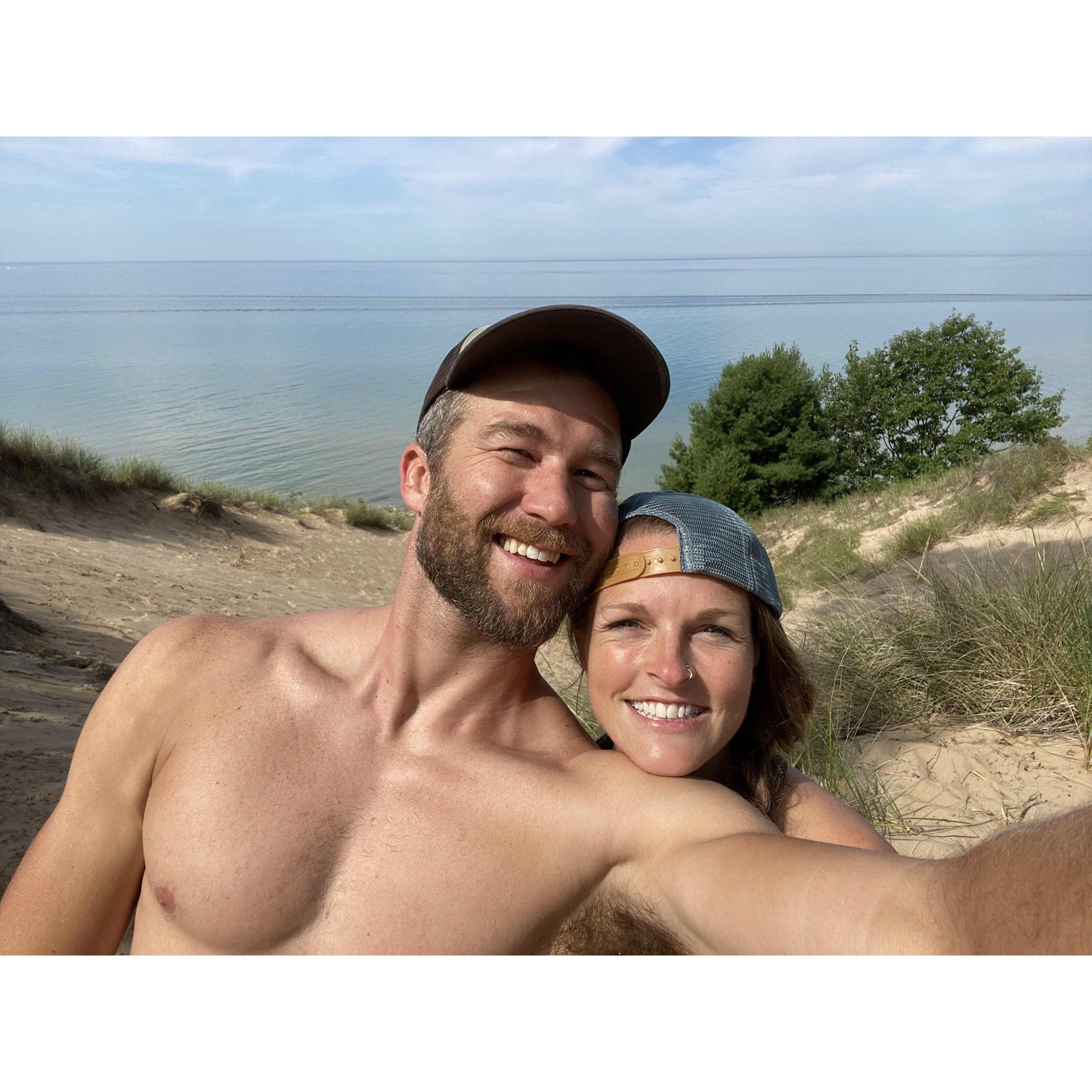 our first camping trip, Muskegon, MI, 2020