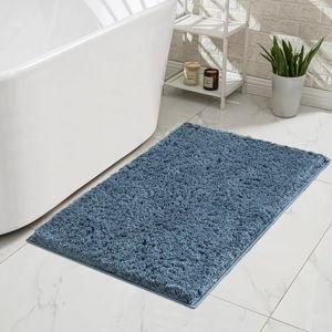 CozeCube Dusty Blue Bath mats for Bathroom Non Slip, Ultra Soft Fluffy Shag Bath Rugs Washable, Plush Microfiber Area Rugs for Bedroom, 32" x 20"