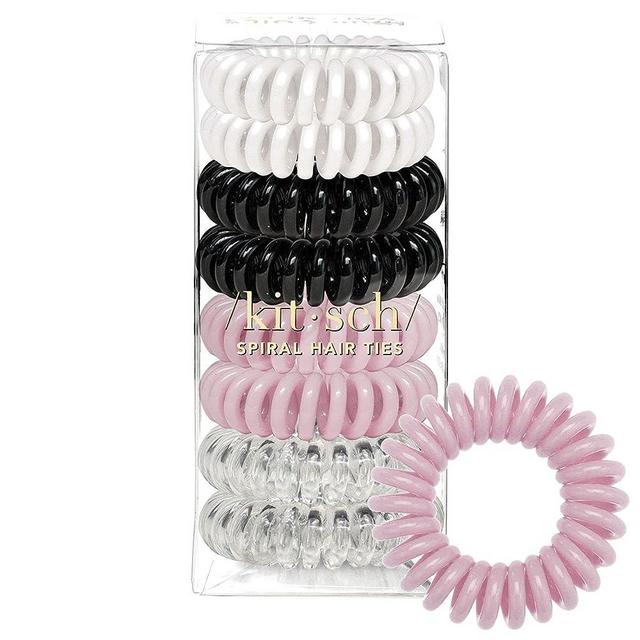 Kitsch Spiral Hair Ties for Women - Waterproof Ponytail Holders for Teens | Stylish Phone Cord Hair Ties & Hair Coils for Girls | Coil Hair Ties for Thick Hair & Thin Hair, 8 Pcs (Basics)