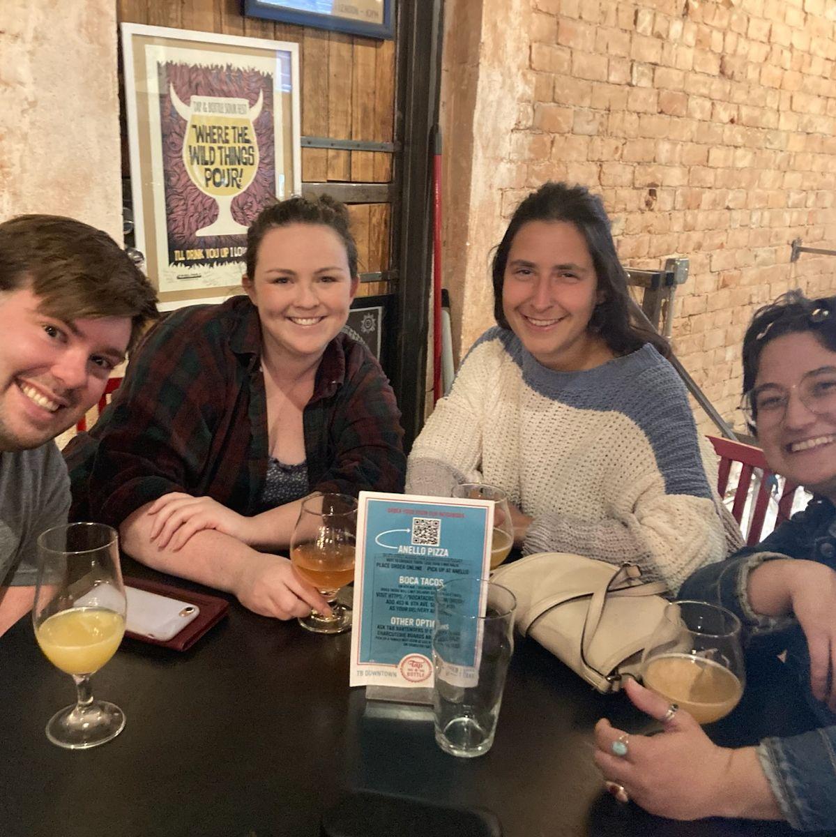 Drinks with Tucson friends. Austin is doing his best to seem human (2021)