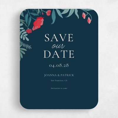 Blue Rounded Wedding Save the Date - Blysse Portrait
