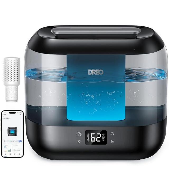 Dreo Humidifiers for Bedroom, Top Fill 4L Smart Cool Mist Humidifier with Oil Diffuser, Cartridge, Nightlight, 32H Runtime, Quiet Ultrasonic Humidifiers for Home, Baby Nursery, Plants, Office, HM311S