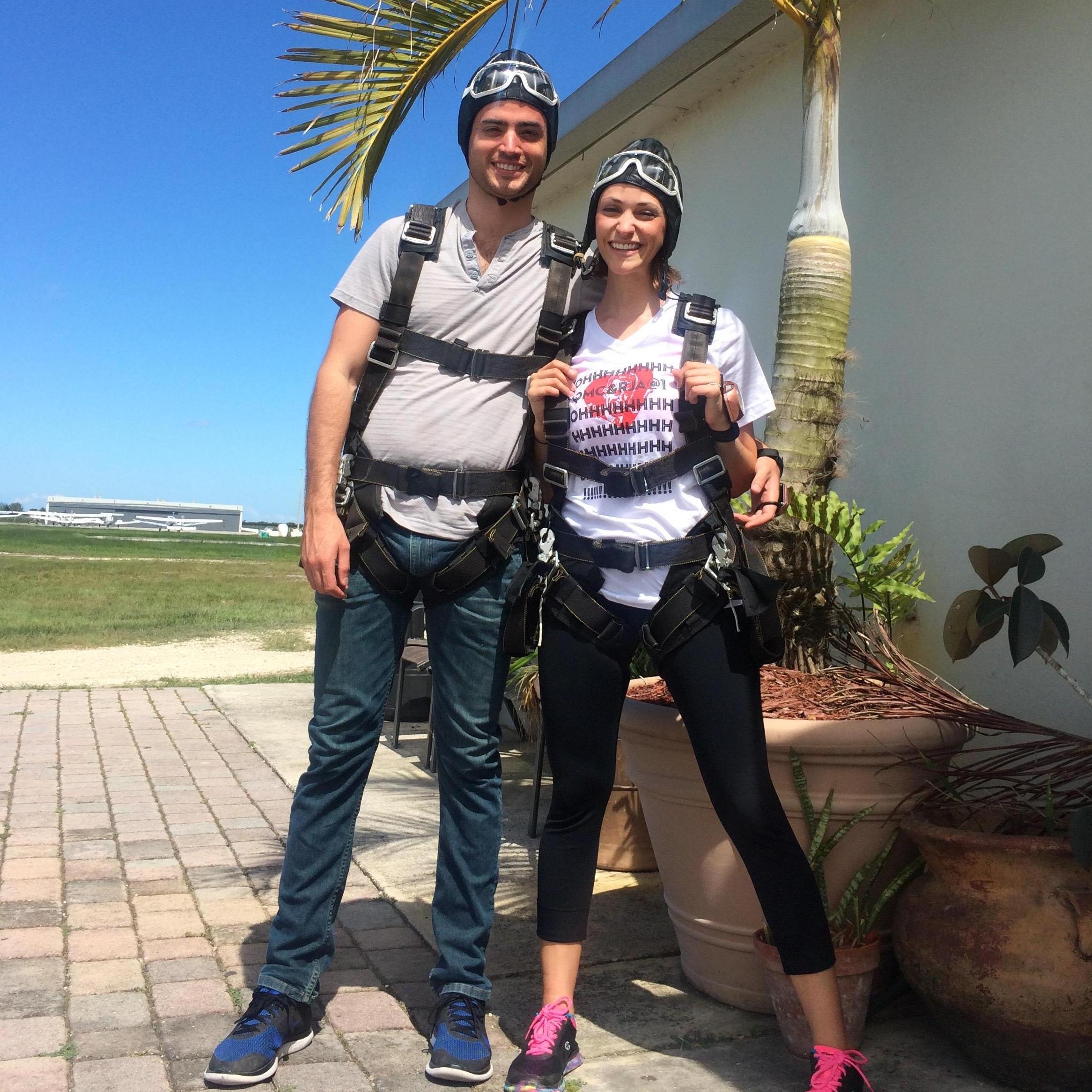 getting ready to go sky diving for Quentin's 27th birthday in Miami