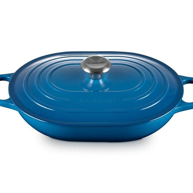 Le Creuset Enameled Cast Iron Signature Oval Casserole with Lid, 3.75 Quart, Marseille