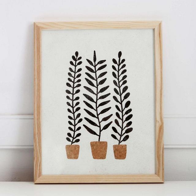 Pauline Stanley Studio Wall Art, Potted Ferns, Wood Frame, Earthy & Natural