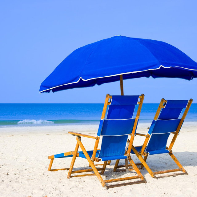 Ocean Cay beach umbrella and snorkel gear