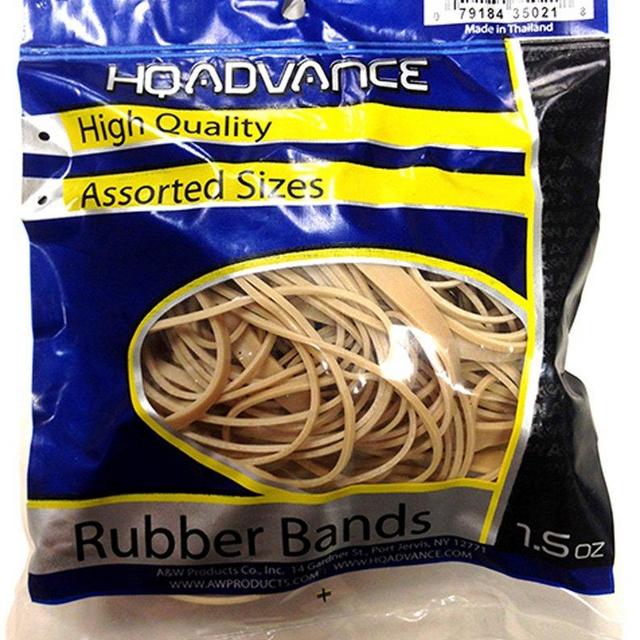 HQ Advance Rubber Bands 1.5oz, Tan - Assorted Sizes, Natural (407980)