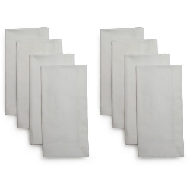 White Herringbone Napkins, Set of Eight