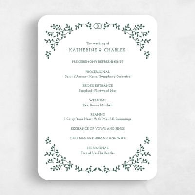 Green Rounded Wedding Program - Ivy Letterpress