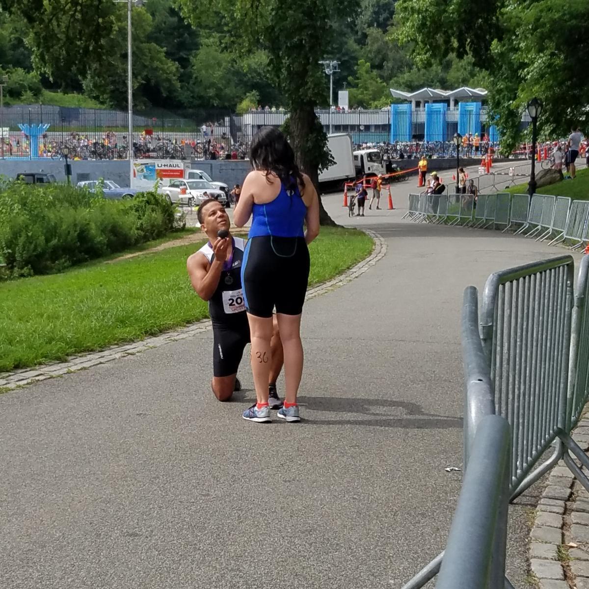 The Proposal- Spandex and All 
After our triathlon.
7.29.18
