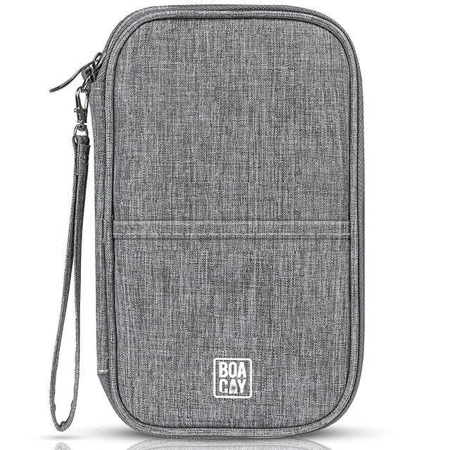 Travel Document Organizer, Family Passport Holder, Premium Wallet for Women and Men, Portable & Foldable Case for Cards, Boarding Pass, ID, Money, Tickets with Zipper & Excellent Materials