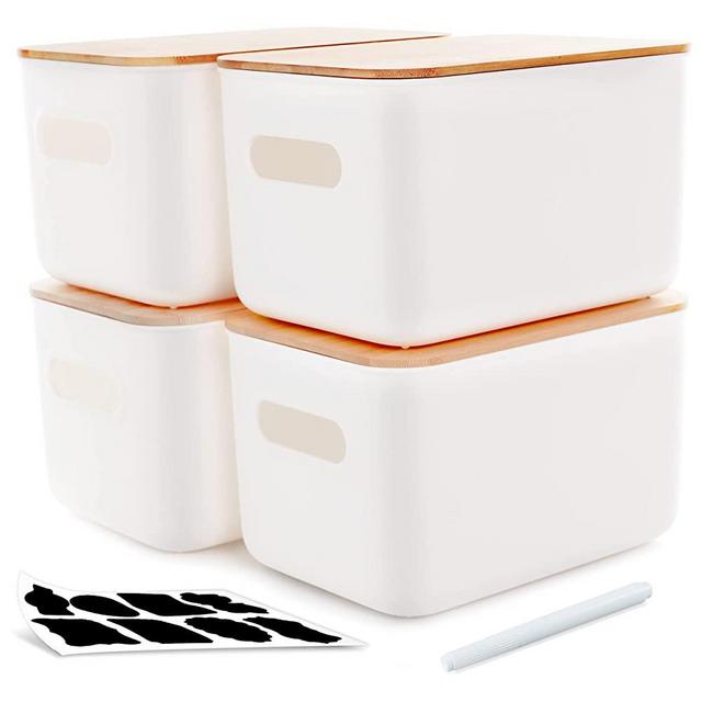 Citylife 6 Packs Small Storage Bins with Lids 3.2 QT Plastic Storage  Containers for Organizing Stackable Clear Storage Boxes