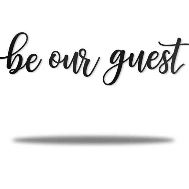 Vivegate Be Our Guest Sign Metal Wall Art Decor - 43"X10" Black Ideas Be Our Guest Farmhouse Metal Wall Signs for Hanging Above Bed Wall Art for Guest Room Decor