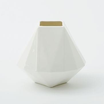 Faceted Porcelain Vases - 12' White Vase