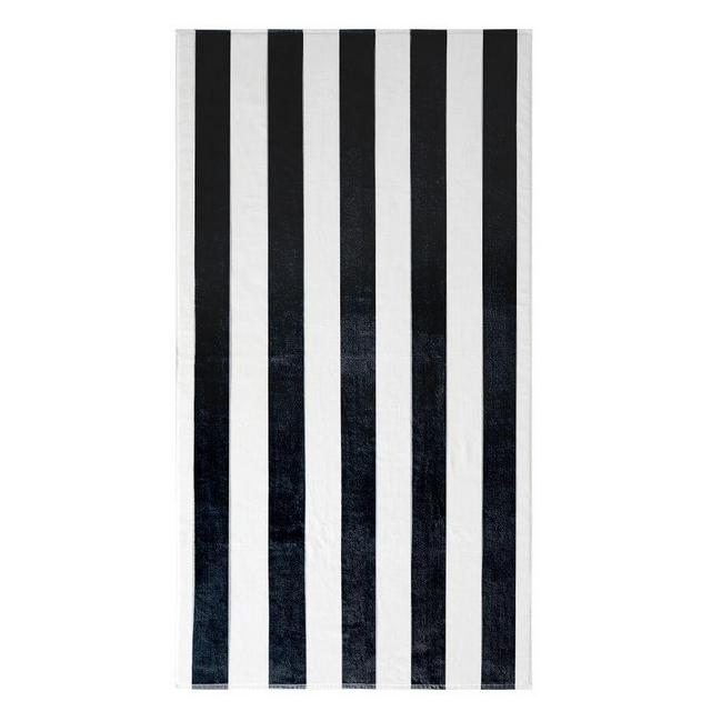Reversible Awning Stripe Organic Towel, Navy/Seabreeze, Beach