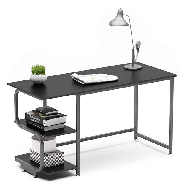 Teraves Reversible Computer Desk for Small Spaces with Shelves,55 inch Gaming Desk Office Desk for Home Office