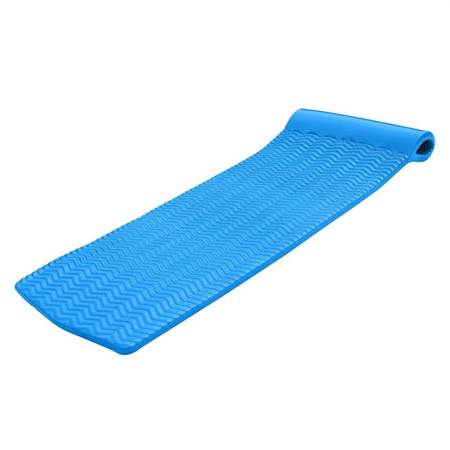 TRC Recreation Serenity 1.5” Thick Vinyl Coated Foam Swimming Pool Float Mat Adult Lounger with Built-in Roll Pillow