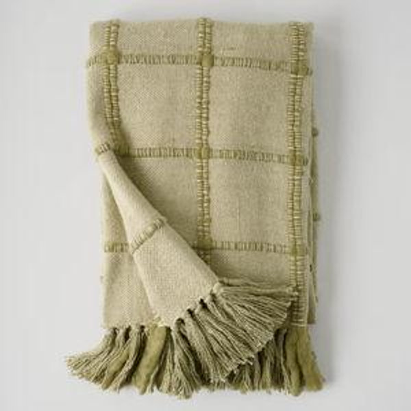 Silver Fern Windowpane Tassel Throw