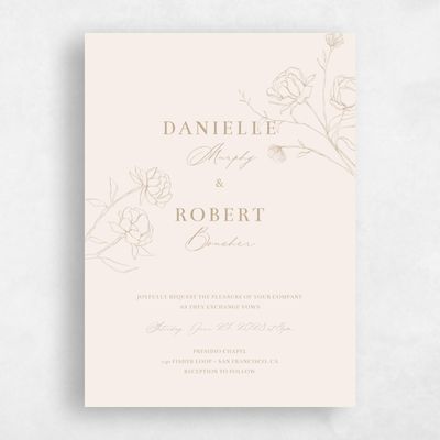 Beige Floral Wedding Invitation - Ingrid Portrait