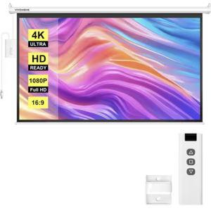 84 in. 16:9 Auto Electric Wall and Ceiling Projection Screen with Remote, 4K HD