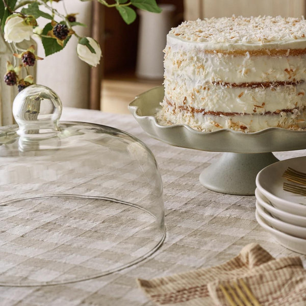 French Grey Ruffle Cake Stand with Dome