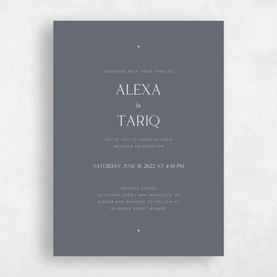 Dark Slate, Blue Wedding Invitation - Sharpe Type
