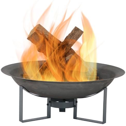 Modern 23" Cast Iron Wood Burning Fire Pit - Round - Sunnydaze Decor