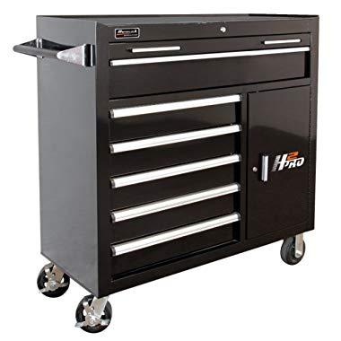 Homak H2PRO Series 41-Inch 6-Drawer with 2-Drawer Compartment Roller, Black, BK04041062