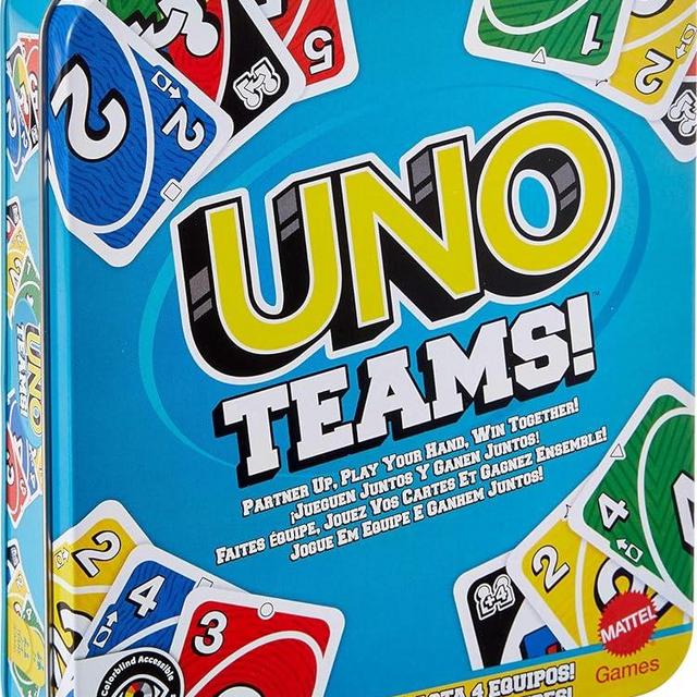 Mattel Games UNO Teams Card Game for Kids, Adults & Family Night, Parties & Travel with Special Rules