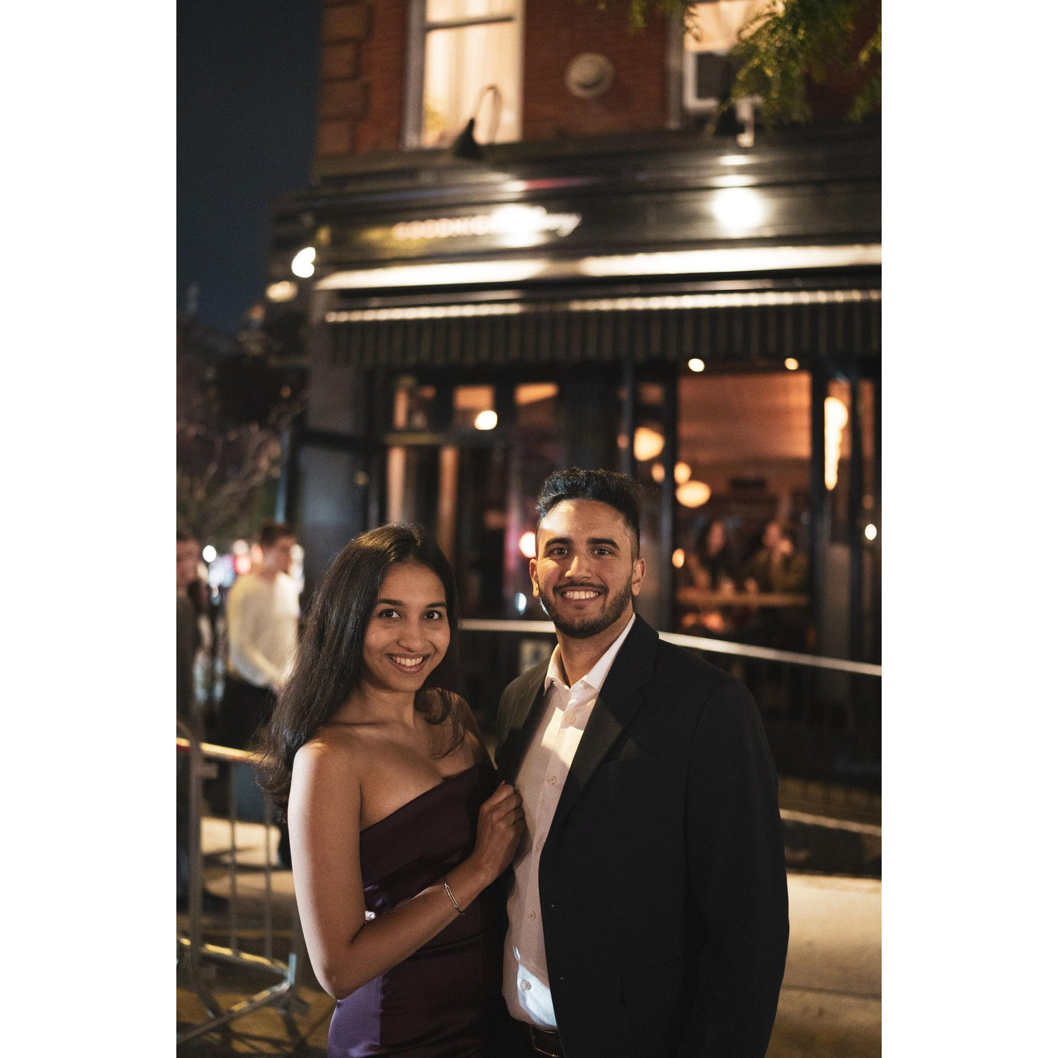 Outside the same bar where we had our first date in 2021