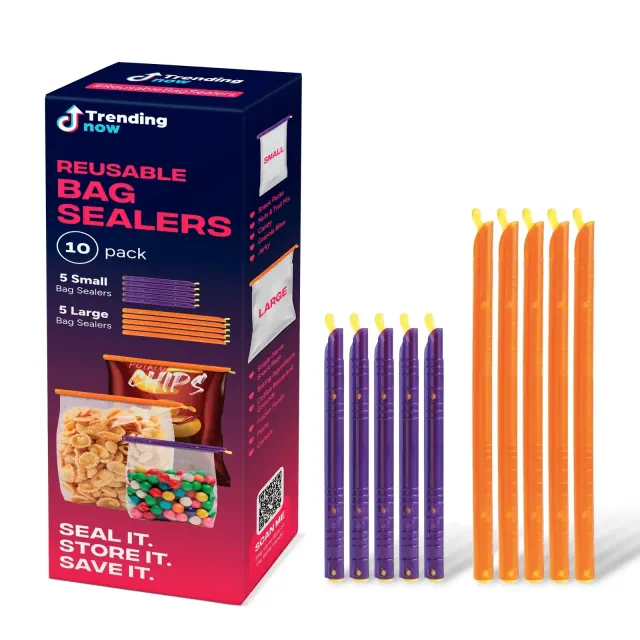 Trending Now Reusable Bag Sealers 20-Piece Set, Small & Large Airtight Food Bag Clips