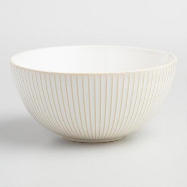 White Textured Stoneware Bowls Set of 2