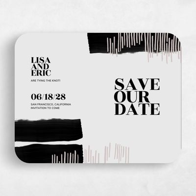 Grey Rounded Wedding Save the Date - Braunfels Stroke