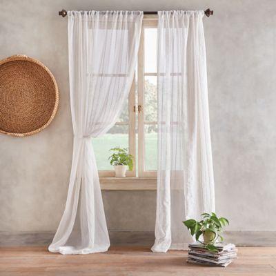 Desmond 84-Inch Pole Top Sheer Window Curtain Panel in Linen
