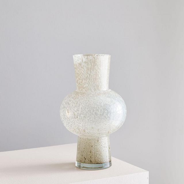 Jade Colored Glass Vases , Medium Vase , Champagne